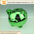 Multicolor Galvanoplastia cerámica Pig Piggy Bank para la decoración del hogar